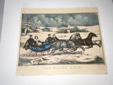 Original Currier & Ives Print The Sleigh Race #90 New Best 50