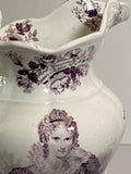 Staffordshire Mulberry Transfer Pitcher King William lV and Queen Adelaide 1831 British Royalty