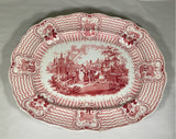 Staffordshire Pink Transferware Platter Bologna Pattern Gondola