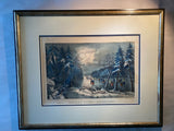 Original Currier & Ives Print Skating Scene Moonlight Best 50 Small Folio