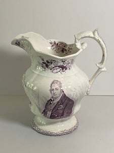 Staffordshire Mulberry Transfer Pitcher King William lV and Queen Adelaide 1831 British Royalty