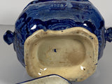 Historical Staffordshire Blue Macdonough’s Victory Sugar Bowl CB