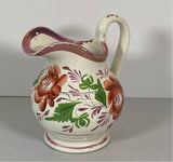 Staffordshire Childs Toy Miniature Bowl and Pitcher Set Floral and Pink Luster