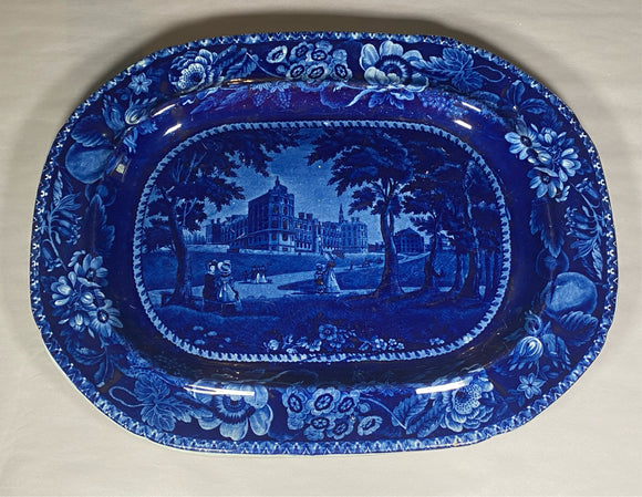 Staffordshire Dark Blue Platter Palace of Saint German France by Hall