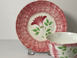 Staffordshire Red Spatterware Spatter Thistle Cup And Saucer