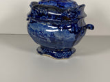 Historical Staffordshire Blue Macdonough’s Victory Sugar Bowl CB