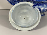 Staffordshire Blue Transfer Gravy Tureen and Tray English View Adams