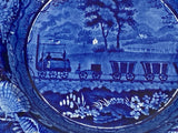 Historical Staffordshire Blue Soup Plate Baltimore Ohio B & O Railroad