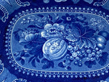 Historical Staffordshire Dark Blue Fruit And Floral Mellon Platter