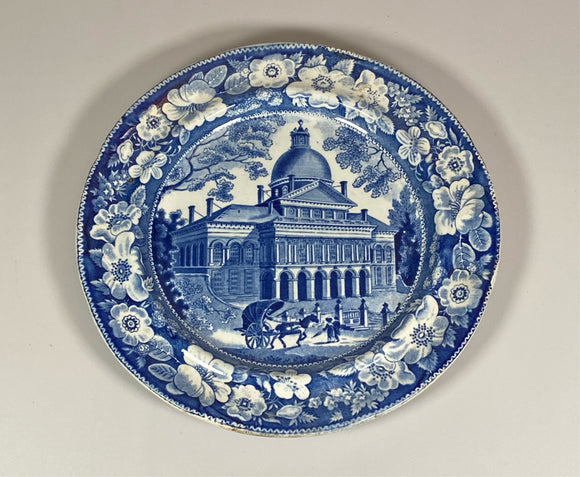 Historical Staffordshire Blue Boston State House Plate 8 1/2”