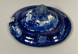 Historical Staffordshire Blue Passaic Falls State of New Jersey Gravy Tureen