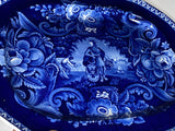 Historical Staffordshire Blue Platter Peace and Plenty