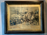 Original N. Currier & Ives Print Washington Crossing The Delaware