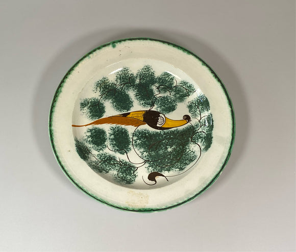 Staffordshire Pearlware Plate With Large Peafowl