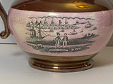 Historical Staffordshire Copper Luster Pitcher With New York Transfer RC