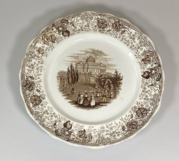 Historical Staffordshire Brown Dinner Plate Capital Washington