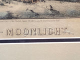 Original Currier & Ives Print Skating Scene Moonlight Best 50 Small Folio
