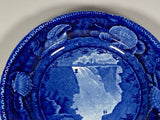 Historical Staffordshire Dark Blue Plate Falls Of Montmorenci Quebec CAB