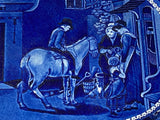 Historical Staffordshire Blue Platter Wilkie Series  Errand Boy