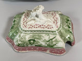 Staffordshire 2 Color Transfer Gravy Tureen Tray and Ladle Canova Pattern