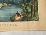 Original Currier & Ives Print The River Side