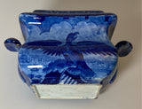 Historical Staffordshire Blue Sugar Bowl Boston Harbor CB