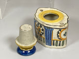 Staffordshire Pearlware Prattware Inkwell Quill Stand Scarce Form