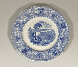 Staffordshire Blue Transfer Plate Lake Pattern Canadian View