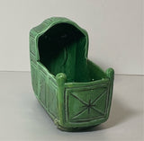 Staffordshire Green Glaze Christening Tudor Style Cradle Ca. 1810
