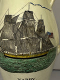 Staffordshire Creamware Liverpool Pitcher Polychrome U.S. Ship Nabby Washington Memorial with Chain of States