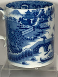 Staffordshire Pearlware Blue Transfer Chinoiserie Flying Pennant  Cider Mug