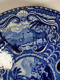 Blue Staffordshire Transfer Dinner Plate Quadruped Lion CB