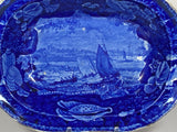 Historical Staffordshire Blue Vegetable Dish East Cowes Isle Of Wight 1825 LB3