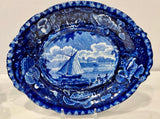 Historical Staffordshire Blue Gravy Tureen and Tray Marine View Chiswick Thames CAB