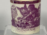 Staffordshire Creamware Children’s Mug Nonsense Cat Monkey BB#112
