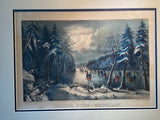Original Currier & Ives Print Skating Scene Moonlight Best 50 Small Folio