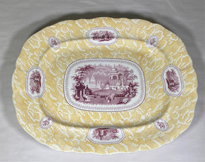 Staffordshire 2 Color Transfer Bi Color Platter Yellow Purple Temple