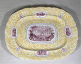 Staffordshire 2 Color Transfer Bi Color Platter Yellow Purple Temple