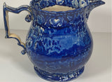 Historical Staffordshire Blue Large Pitcher Erie Canal Little Falls and Rochester RC