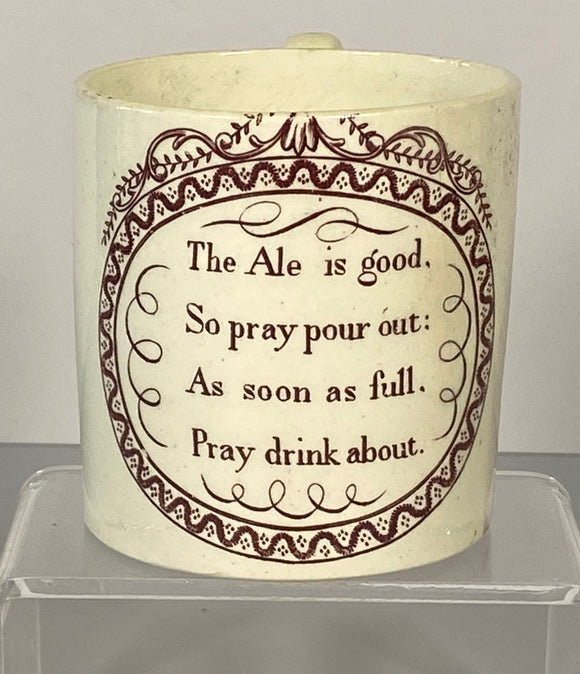 Staffordshire Creamware Children’s Mug The Ale Is Good BB#91