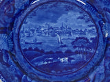 Historical Staffordshire Blue Dinner Plate View of Albany New York