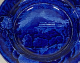 Historical Staffordshire Blue Soup Plate Catskill Mountain House Pine Orchard CAB
