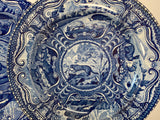 Historical Staffordshire Dark Blue Plate Quadruped River Otter