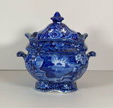 Historical Staffordshire Blue Lafayette At Franklin’s Tomb Sugar Bowl