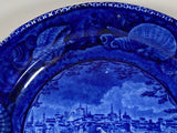 Historical Staffordshire Dark Blue Plate City Of Albany By Wood LNRP5