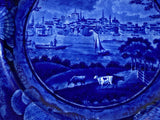 Historical Staffordshire Dark Blue Plate City Of Albany By Wood LNRP5