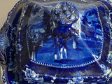 Historical Staffordshire Blue Vegetable Dish Charleston Exchange Battery Castle Gardens