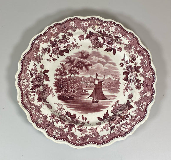 Historical Staffordshire Mulberry Transfer Plate Hartford Connecticut By Jackson