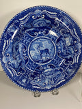 Blue Staffordshire Quadruped Soup Plate Tibetan Musket Deer CB