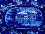 Historical Staffordshire Blue Platter AlmsHouse Boston